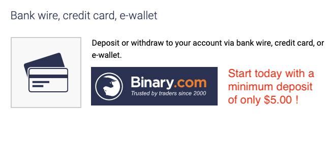 Binary option 10 minimum deposit